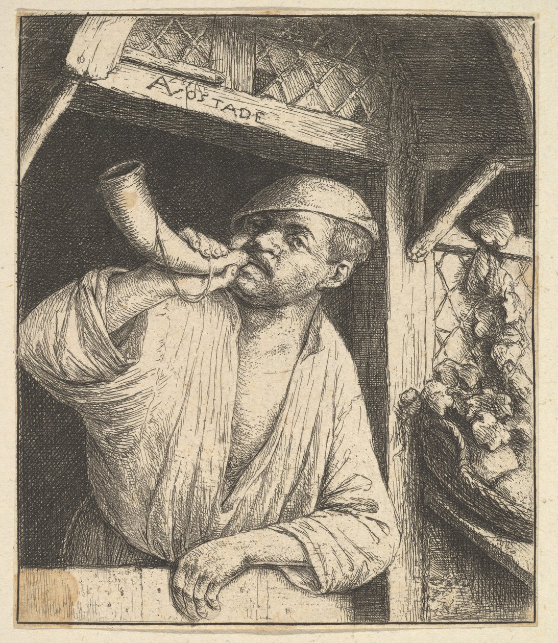 القرن بيكر النفخ ، 1610-1685. بواسطة أدريان جانز. فان أوستاد