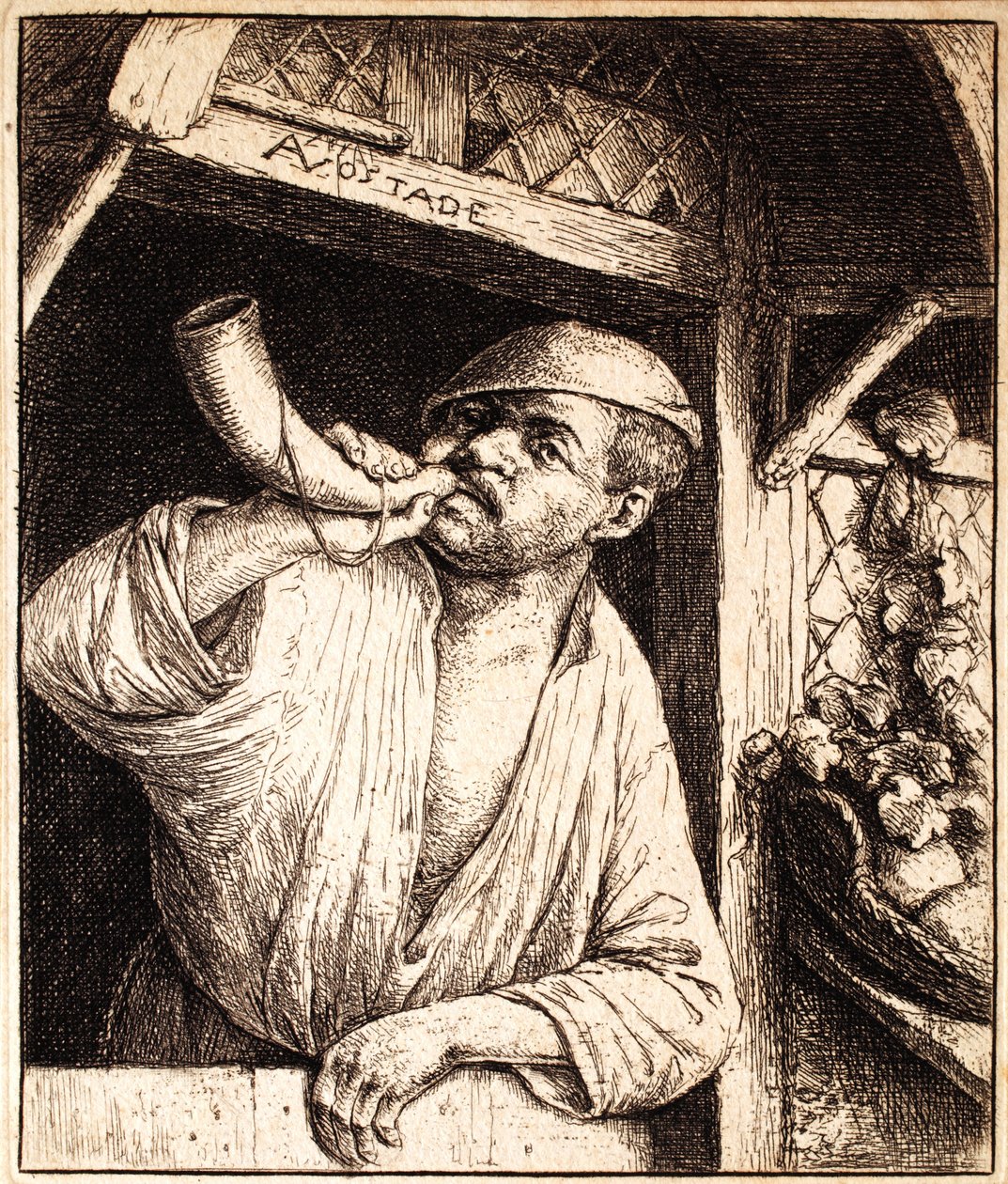 بيكر سبر قرنه ، 1670 بواسطة أدريان جانز. فان أوستاد