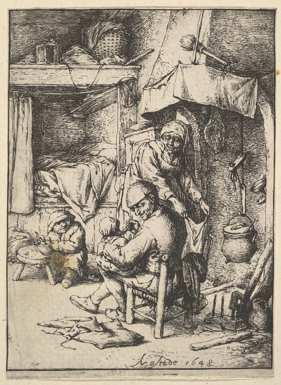 الأب يطعم طفله ، 1610-1685. بواسطة أدريان جانز. فان أوستاد