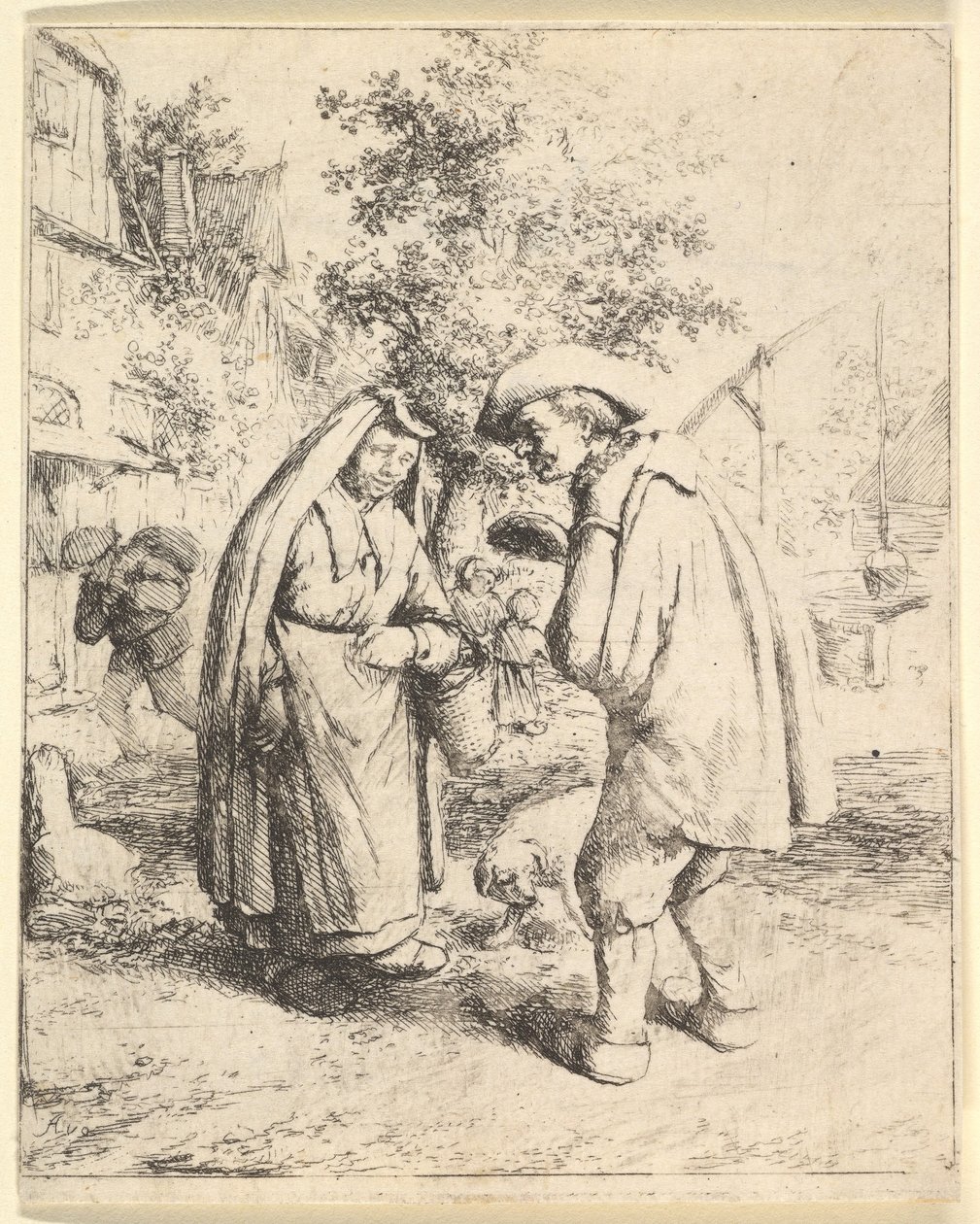 رجل يتحدث إلى امرأة ، 1610-1685. بواسطة أدريان جانز. فان أوستاد