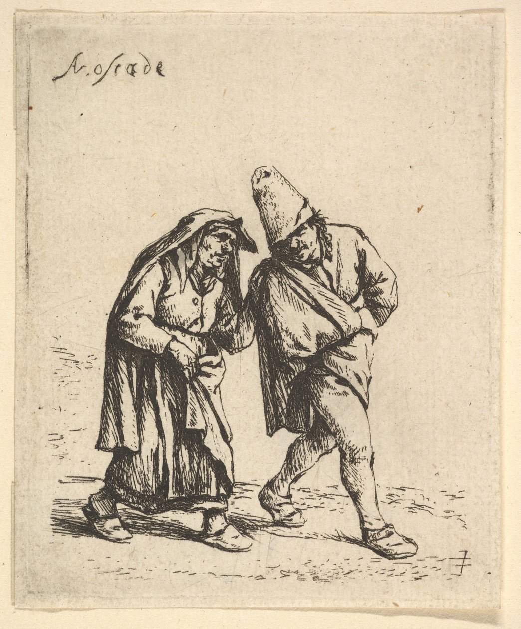 المشي رجل وامرأة ، 1610-85. بواسطة أدريان جانز. فان أوستاد