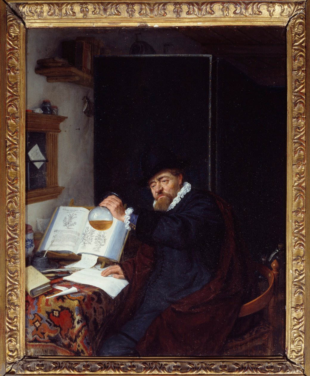 الطب: "" تحليل البول "لوحة Adriaen van Ostade (1610-1685) 1666 Sun. 0،28 × 0،22 م باريس ، متحف دو بيتي باليه بواسطة أدريان جانز. فان أوستاد