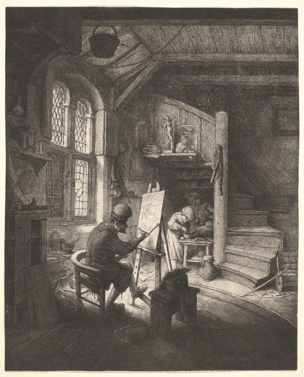 الرسام في مرسمه ، كاليفورنيا. 1667. بواسطة أدريان جانز. فان أوستاد