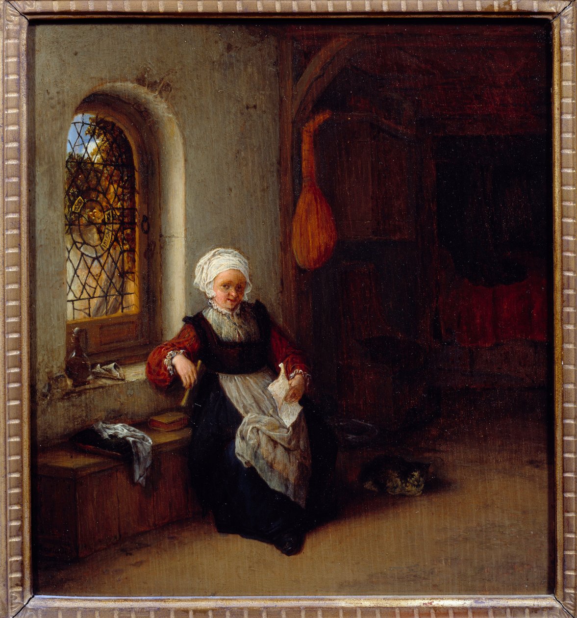 المرأة لديها الرسالة. رسم أدريان فان أوستادي (1610-1685) Ec. هول. بواسطة أدريان جانز. فان أوستاد