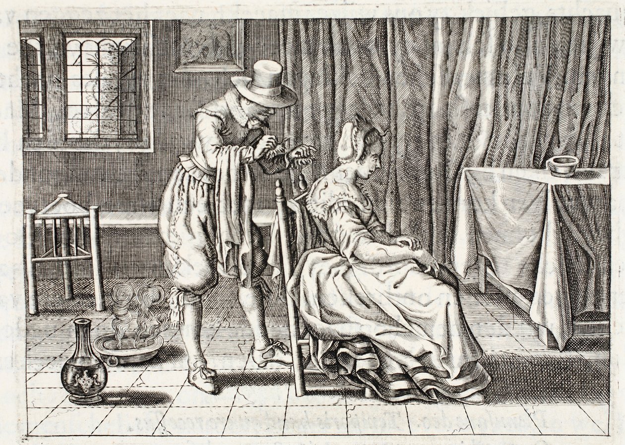 تطبيق العلق ، التوضيح من "Emblemata of Zinne-werk" بقلم يوهانس دي برون (1589-1658) ، جان جاكوبس شيبر ، أمستردام ، 1661 بواسطة Adriaen Pietersz van de Venne