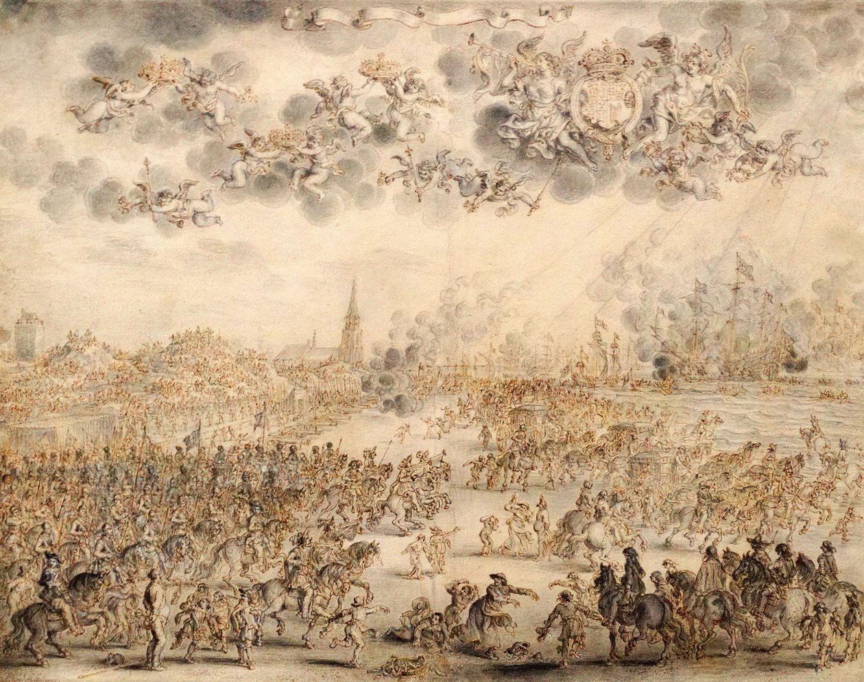 رحيل تشارلز الثاني من Scheveningen بواسطة Adriaen Pietersz van de Venne