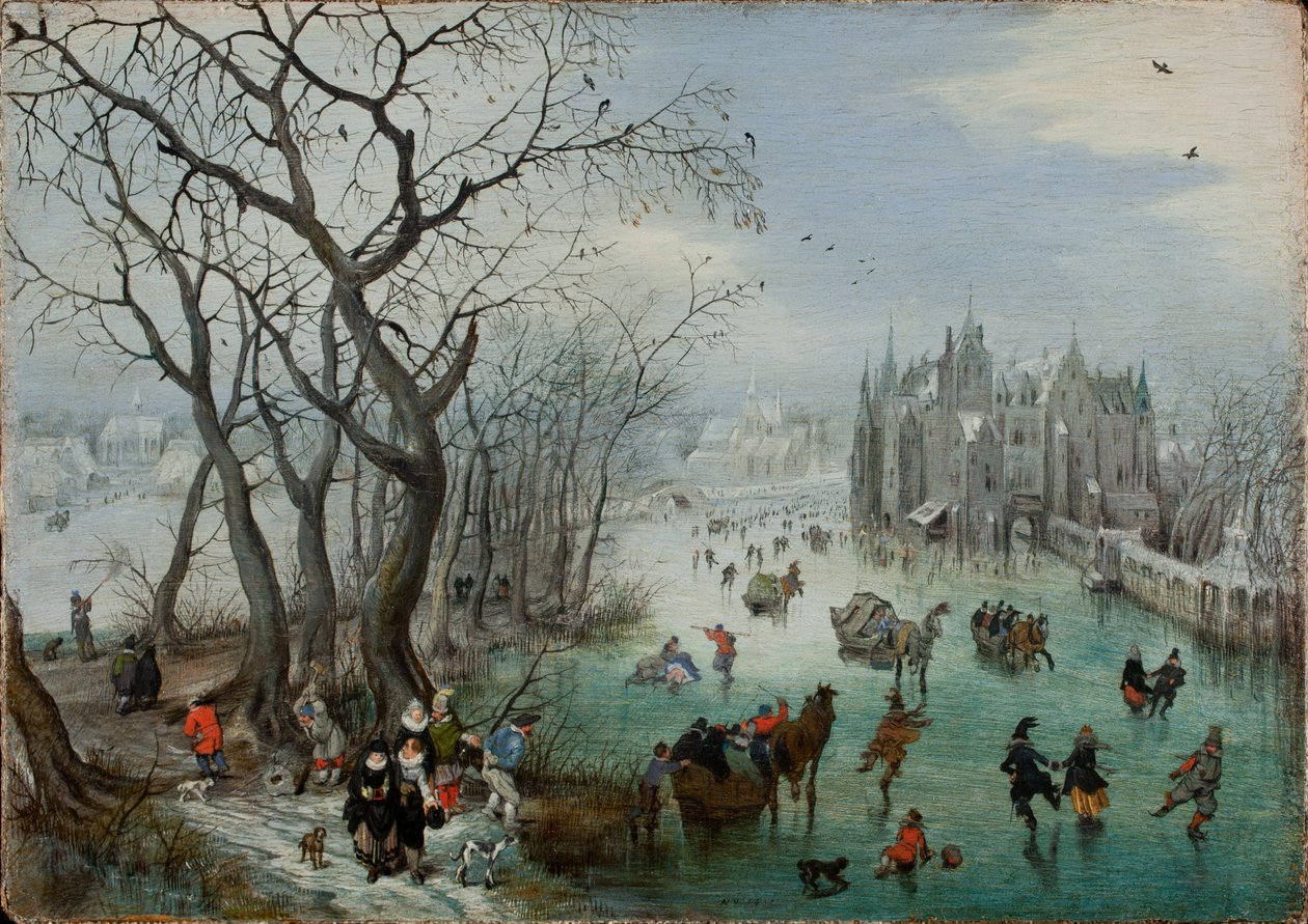 المناظر الطبيعية الشتوية مع المتزلجين بالقرب من القلعة ، 1615 بواسطة Adriaen Pietersz van de Venne