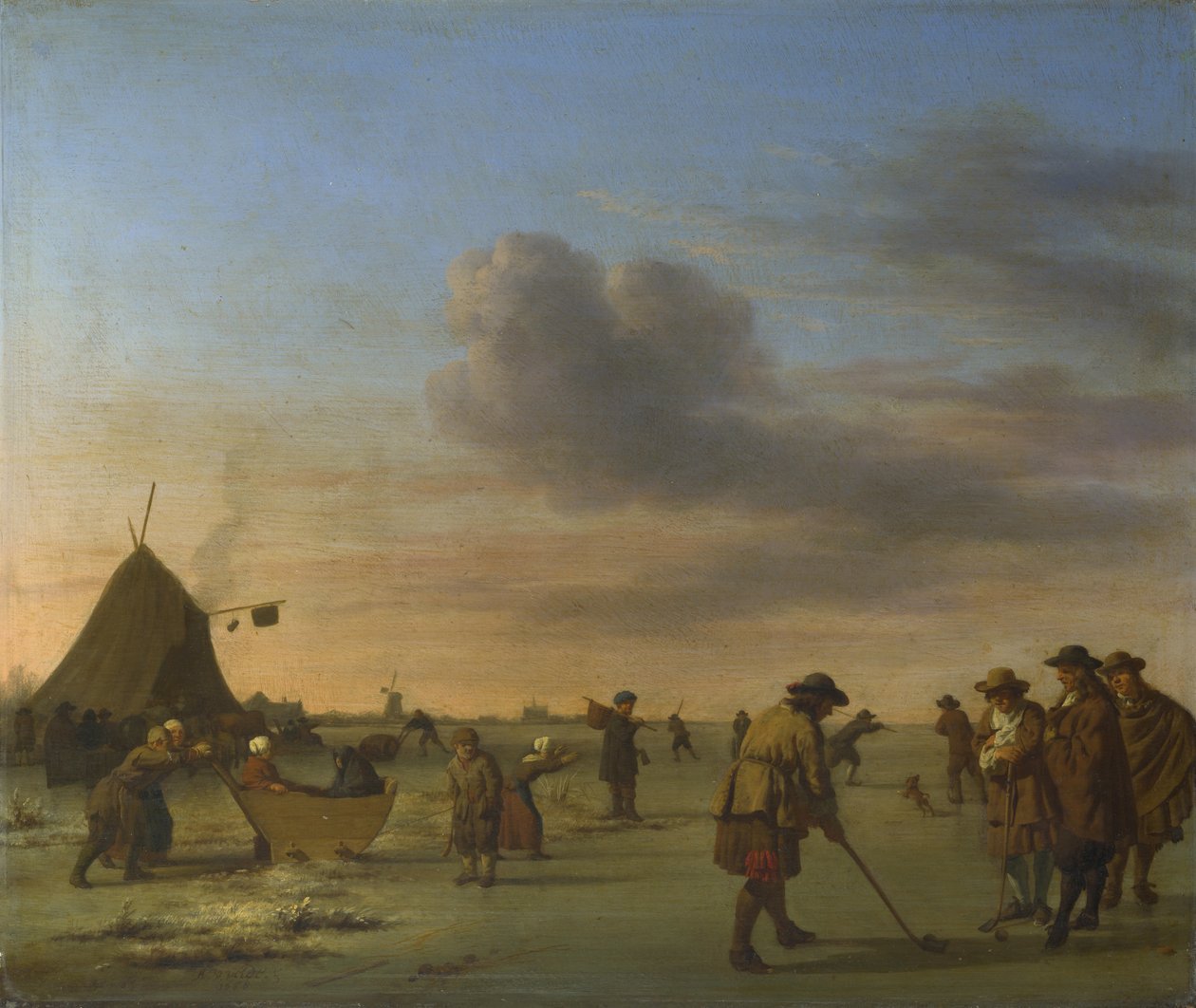 لاعبو الجولف على الجليد بالقرب من هارلم ، 1668 بواسطة Adriaen Velde van de