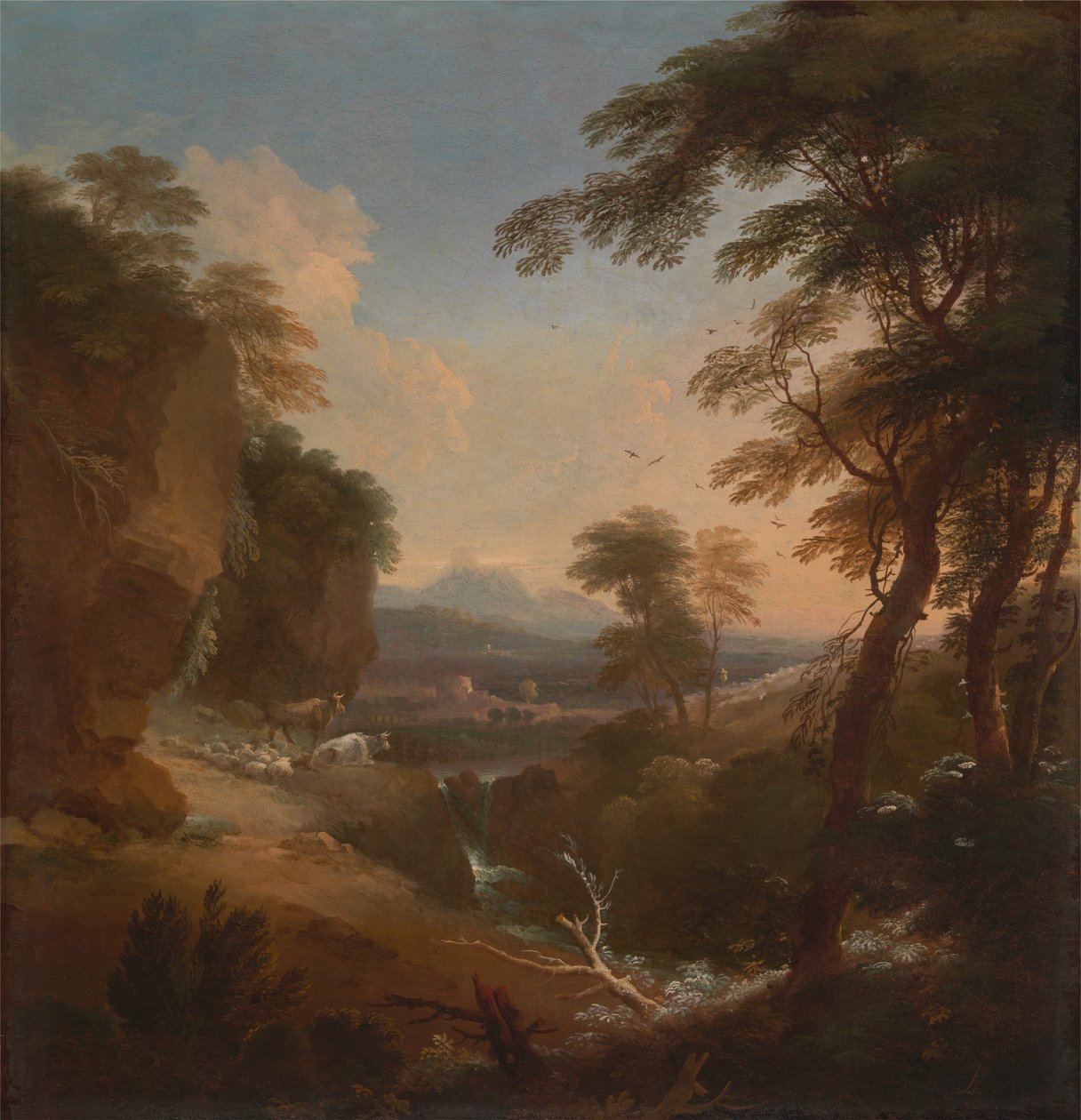 المناظر الطبيعية مع الجبال البعيدة ، كاليفورنيا. 1698. بواسطة أدريان فان ديست