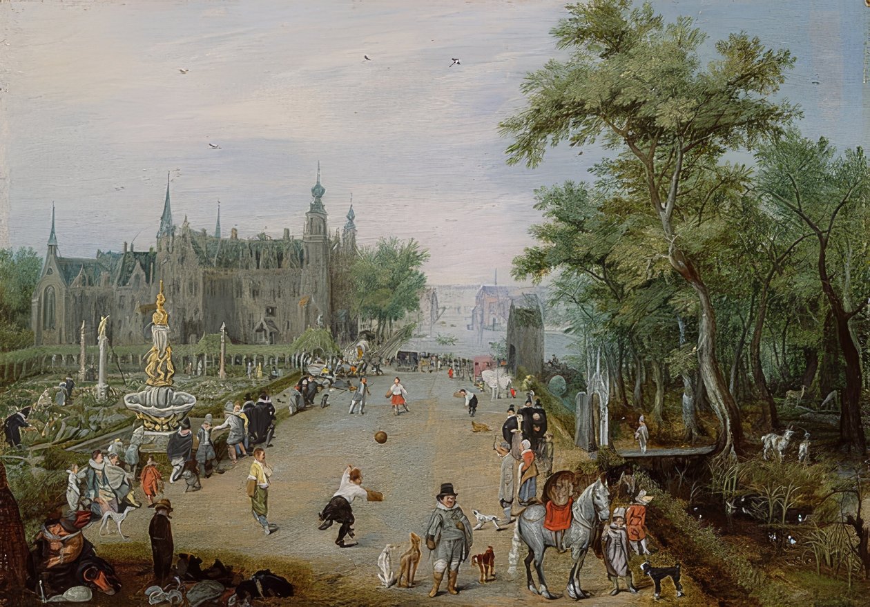 لعبة Jeu de Paume أمام قصر. حوالي 1614 بواسطة أدريان فان دي فين