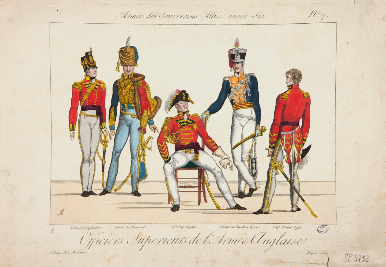 الضباط المتفوقون في الجيش الإنجليزي ، جيش الحلفاء السياديين ، 1815 بواسطة أدريان بيير فرانسوا جودفروي
