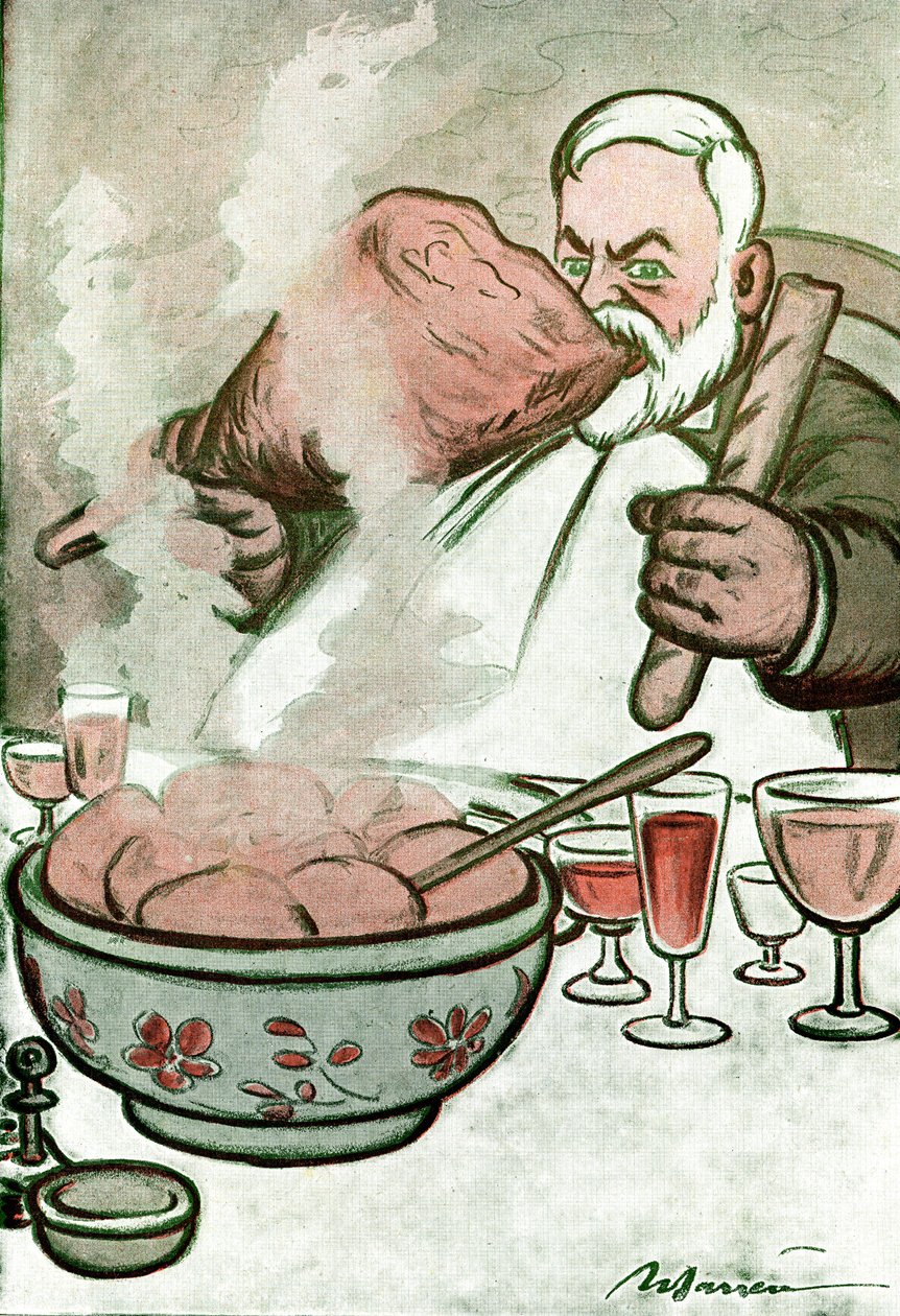 رسم كاريكاتوري يصور كاميل سيرف (1862-1936) صحفي بلجيكي وسكرتير جورج كليمنصو - رسم لأدريان بارير (1877-1931) من فانتاسيو بواسطة أدريان باريري
