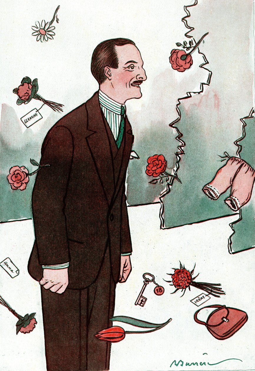 كارتون يصور الممثل الكوميدي الفرنسي فيكتور باوتشر (1877-1942) - رسم أدريان بارير (1877-1931) من فانتاسيو بواسطة أدريان باريري