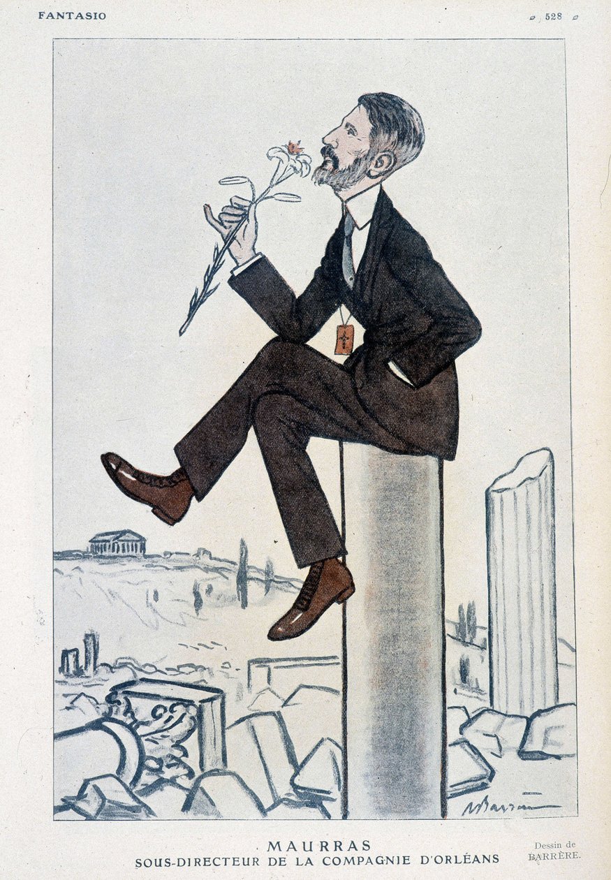 تشارلز موراس ، سياسي وكاتب فرنسي (1868-1952) ، نائب مدير حملة أورليانز - رسم توضيحي لأدريان باريري (1877-1931) في "فانتازيو" بتاريخ 15/5/1923 بواسطة أدريان باريري