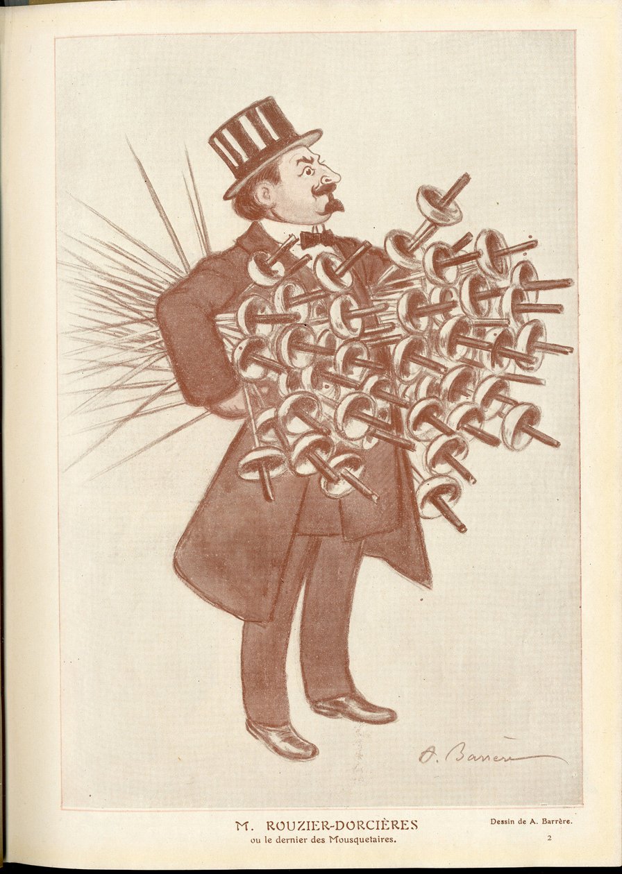 Fantasio, ca. 1912_4_1 - Illustration of A Barrere (1874-1931): Fencing - Rouzier Dorcieres بواسطة أدريان باريري
