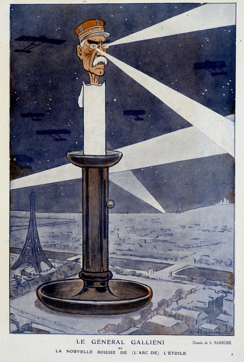 General Gallieni أو الشمعة الجديدة (من قوس) النجم. في Fantasio 01/12/1915. رسم بواسطة A. Barrère. بواسطة أدريان باريري