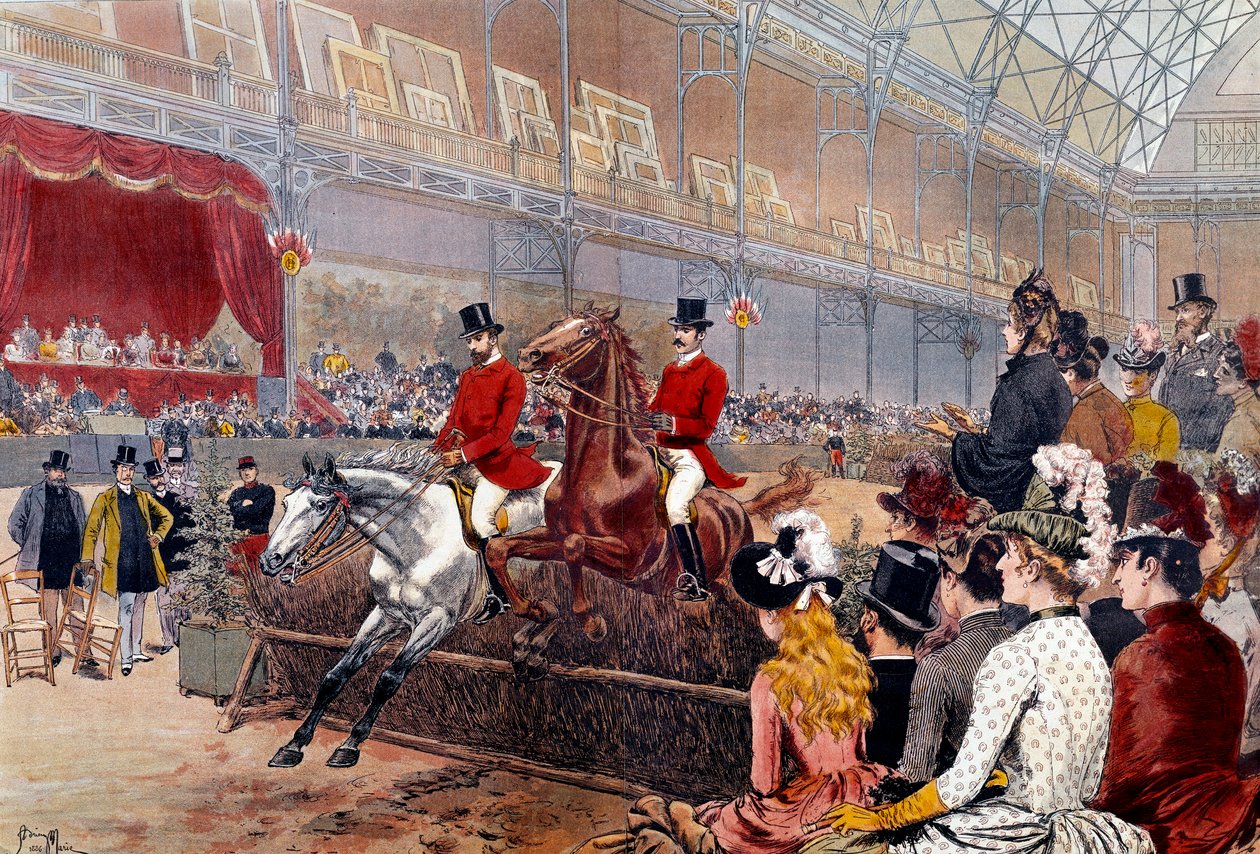 Horse racing: hedge jumping Lithography by Adrien Emmanuel Marie (1848-1891) 19th century Paris, Musee Carnavalet بواسطة أدريان إيمانويل ماري