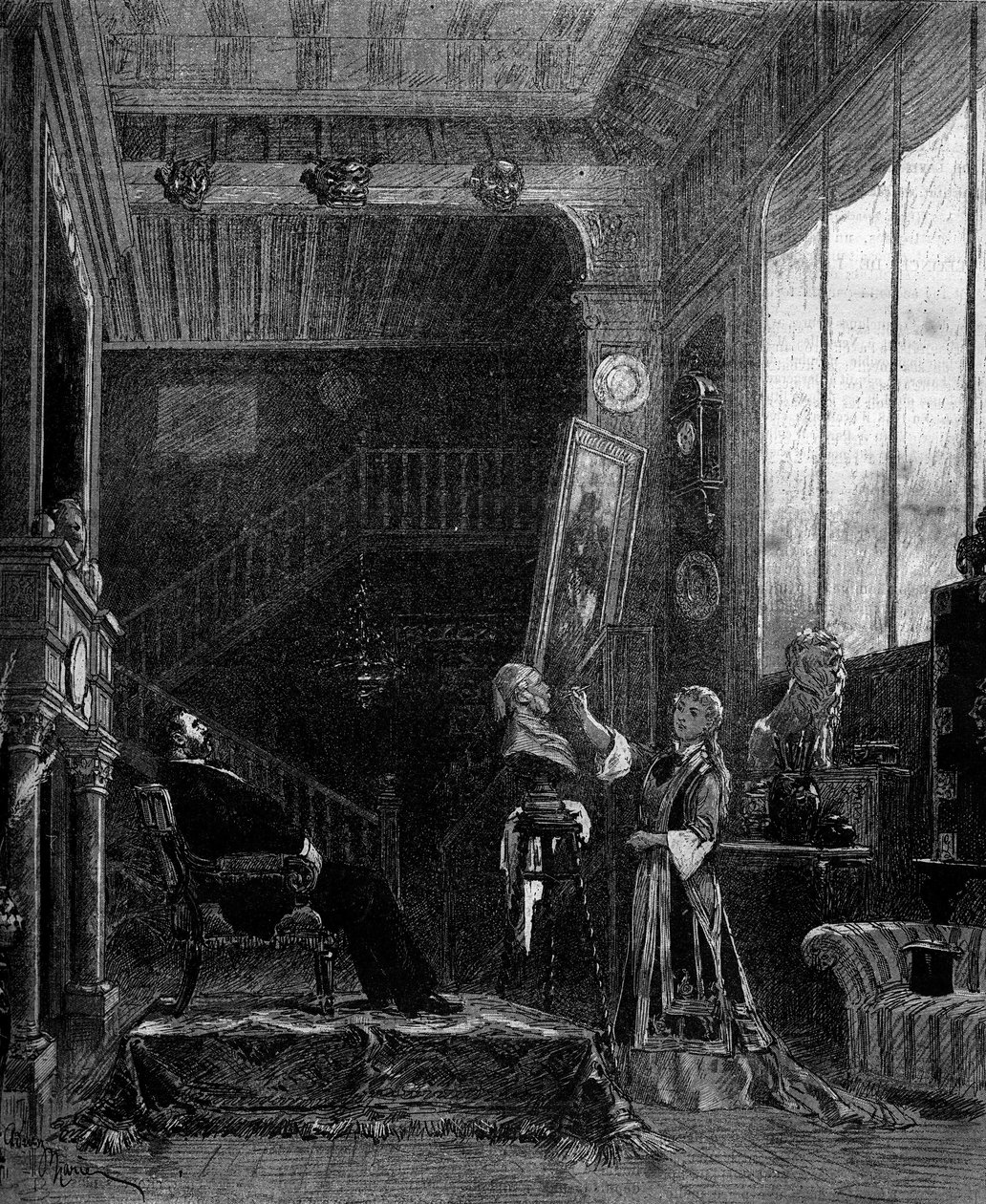 التمثيل المسرحي: "Le nabab" لألفونس داوديت (1840-1897) وبيير إلزير مع بلانش بيرسون (1842-1919) (فيليسيا رويس) وأدولف دوبوي (1824-1891) (جانسوليت). باريس ، مسرح دو فودفيل بواسطة أدريان إيمانويل ماري