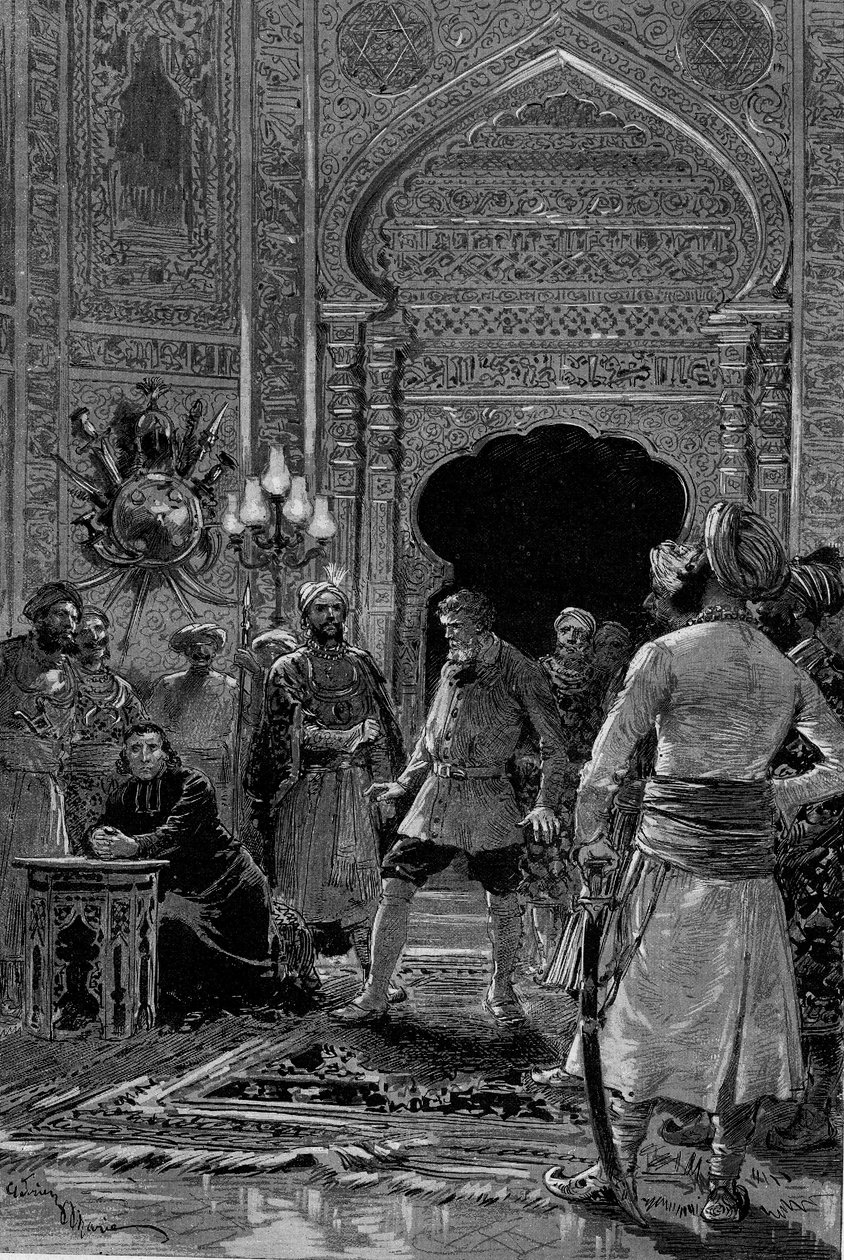 التمثيل المسرحي: المشهد السادس من فيلم "Le Pritre" للكاتب تشارلز بوت (1846-1897) مع بول فيليكس جوزيف تايليد (1826-1896) (آبي باتريس) ومونتال (نيكولا تشارلز بونلارون) بواسطة أدريان إيمانويل ماري