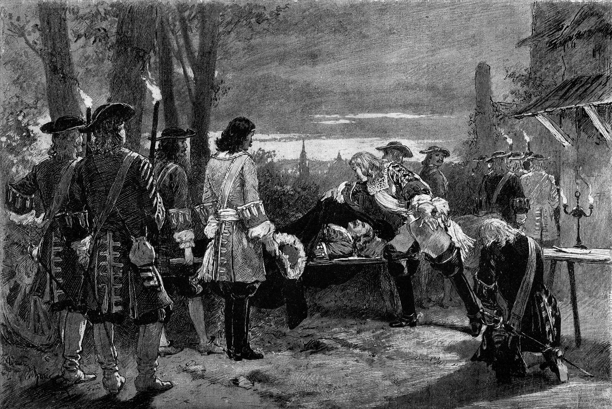 التمثيل المسرحي: "" Turenne "" لمارك فورنييه (1818-1879) ، ألفريد ديلاكور (1815-1883) ، جول ليرمينا (1839-1915). Henri de La Tour d'Auvergne ، Viscount of Turenne (1611-1675) (لعبت من قبل Lacressonniere بواسطة أدريان إيمانويل ماري
