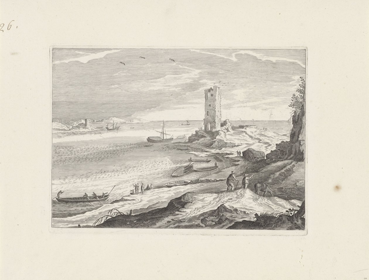 المناظر البحرية مع أنقاض برج بواسطة إيجيديوس سادلير (الثاني) (منسوب إلى)