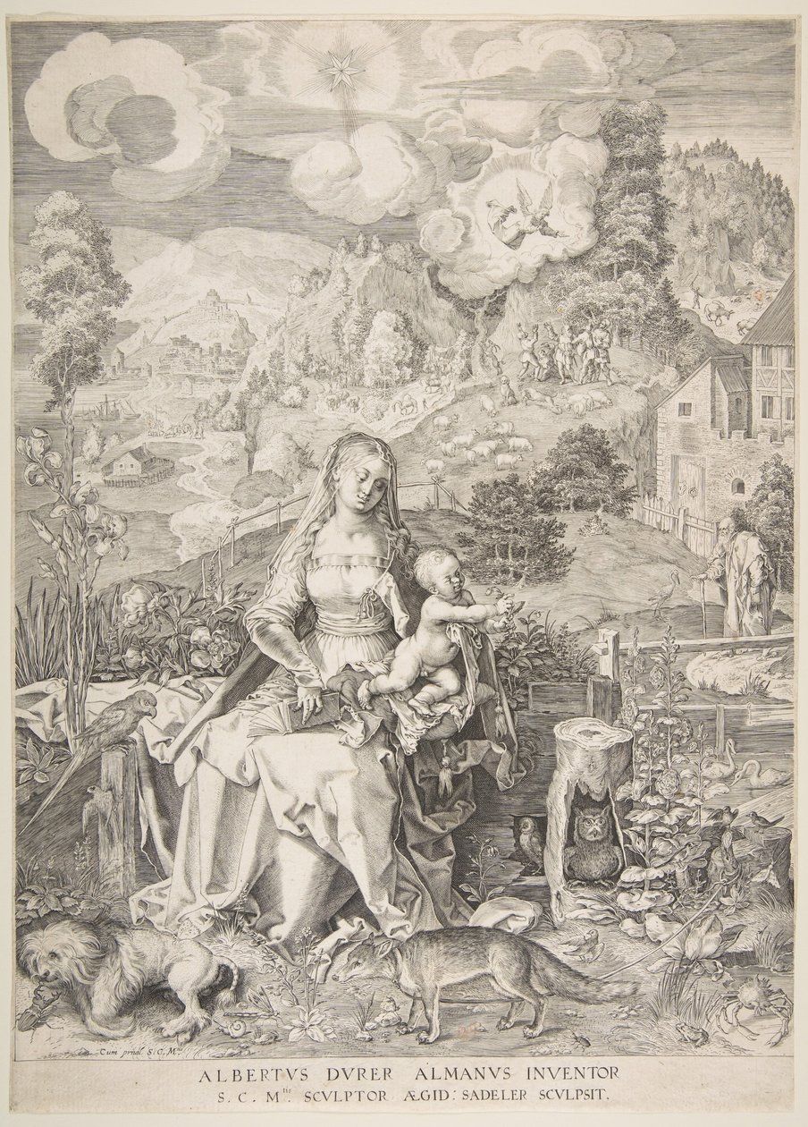 العذراء والطفل في المناظر الطبيعية ، كاليفورنيا. 1597. بواسطة Aegidius Sadeler II