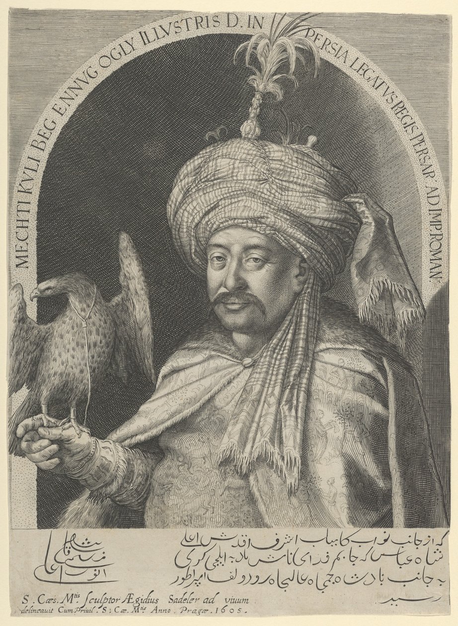 مشتي كولي بيغ ، السفير الفارسي في براغ ، 1605 بواسطة Aegidius Sadeler أو Saedeler