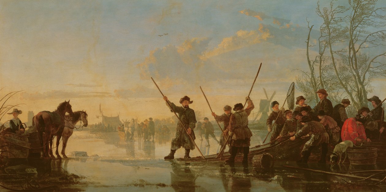 مشهد تزلج مع ماس في دوردريخت ، c.1655-60 (لوحة) بواسطة آلبرت كويب