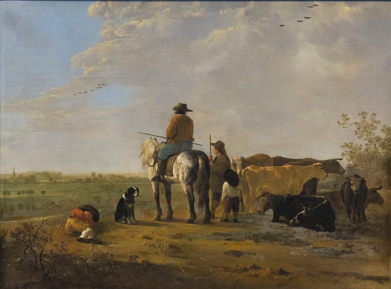 منظر طبيعي مع فارس، حوالي 1655-60 (زيت على قماش) بواسطة آلبرت كويب