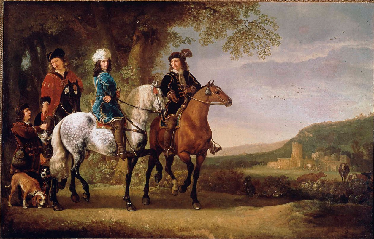 النبلاء الهولنديون يمشون على ظهور الخيل. رسم ألبرت (ألبرت أو ألبرخت) كويب (1620-1691) القرن السابع عشر. 119x152،5 سم باريس ، متحف اللوفر بواسطة آلبرت كويب