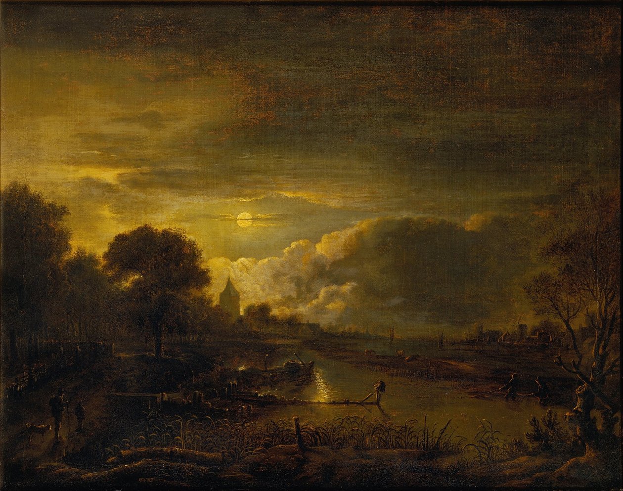 مشهد النهر بواسطة ضوء القمر بواسطة Aert van der Neer