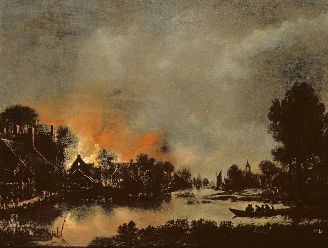 قرية على النار بواسطة Aert van der Neer