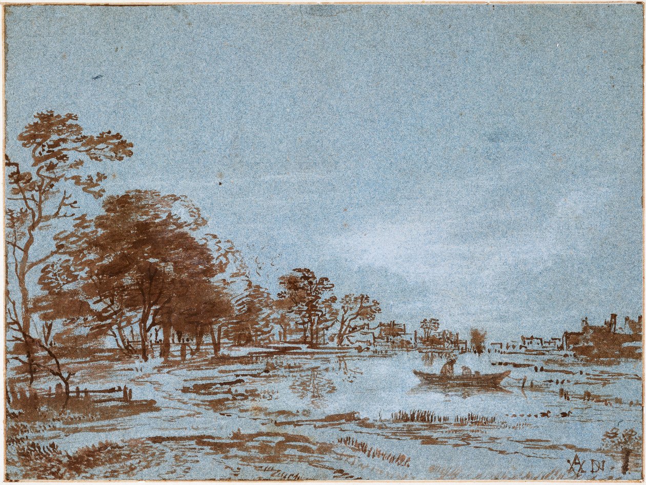 منظر طبيعي للنهر بضوء القمر ، ج. 1650-1660 بواسطة Aert van der Neer