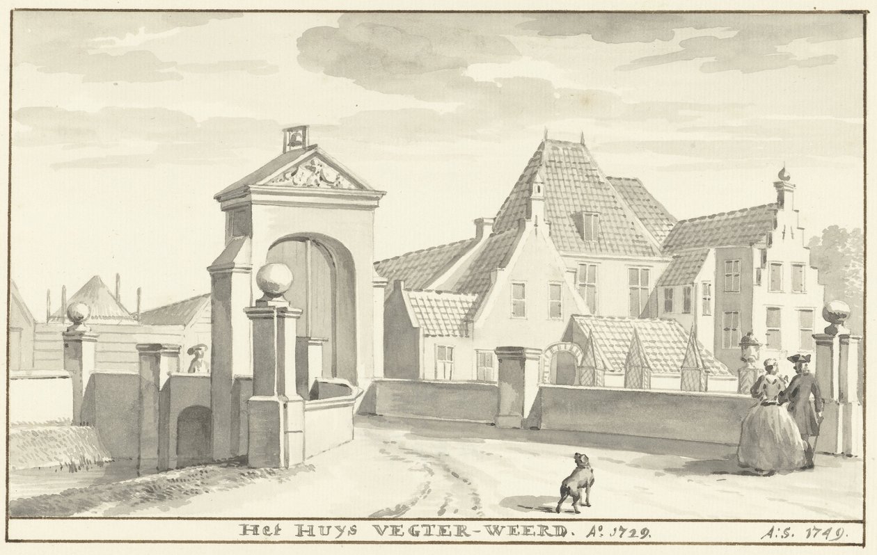 قصر Vechterweerd بالقرب من Zwolle عام 1729 The HUYS VEGTER-WEERD Ao 1729 (العنوان على الكائن) بواسطة عيرت شومان