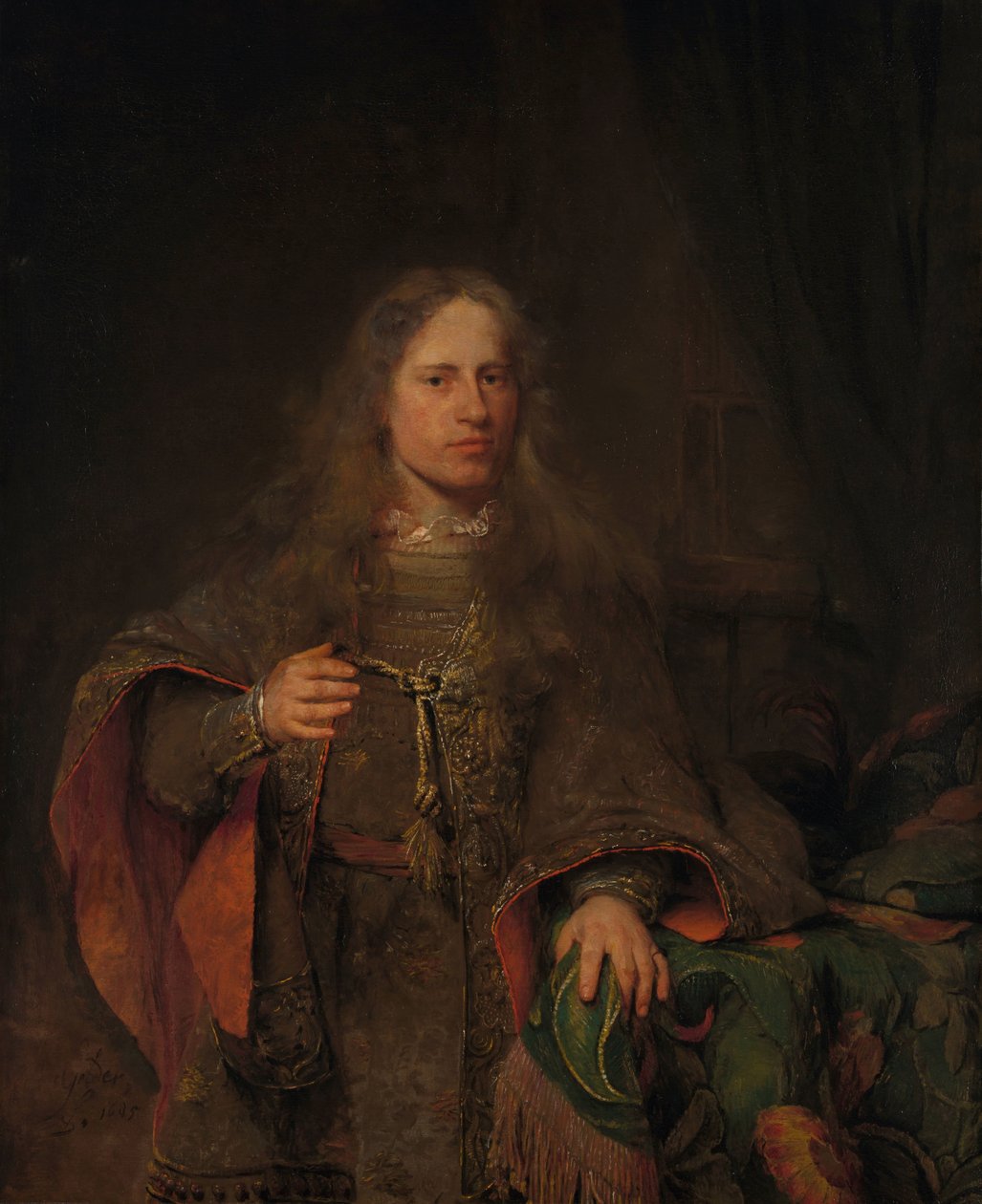 صورة شخصية لإرنست دي بيفيرين ، لورد ويست إيجسيلموندي ودي ليندت Ernestus van Beveren (1660-1722) ، Lord of West-Ysselmonde and de Lindt ، Alderman ، Burgomaster ومن عام 1704 على Postmaster of Dordrecht بواسطة آرت دي جيلدر (توقيع الفنان)