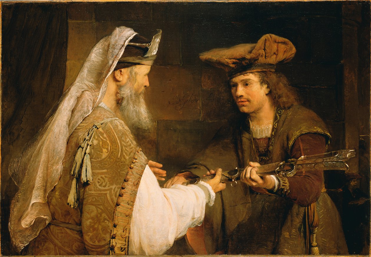 أخيمالك يعطي سيف جليات لداود حوالي عام 1680 (زيت على قماش) بواسطة ارنت دي جيلدر