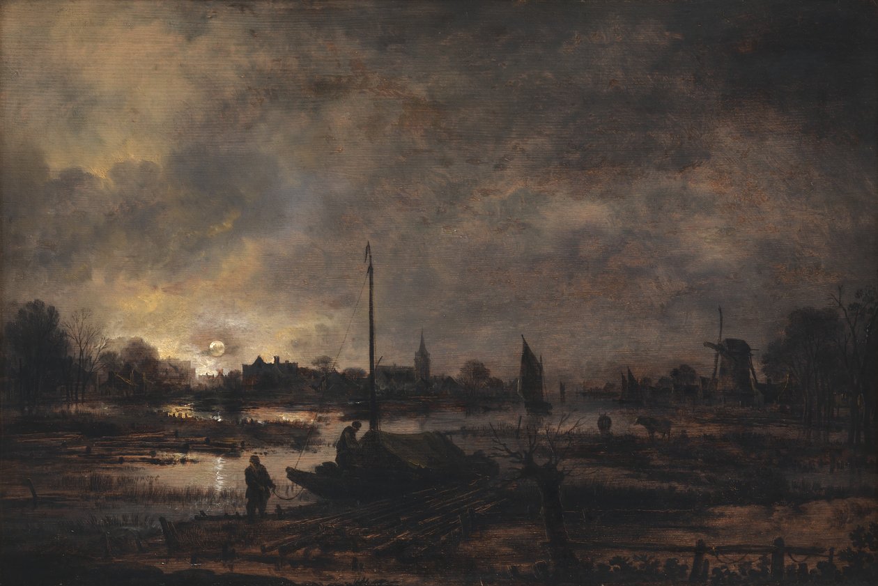 ارتفاع القمر فوق قرية بواسطة Aert van der Neer