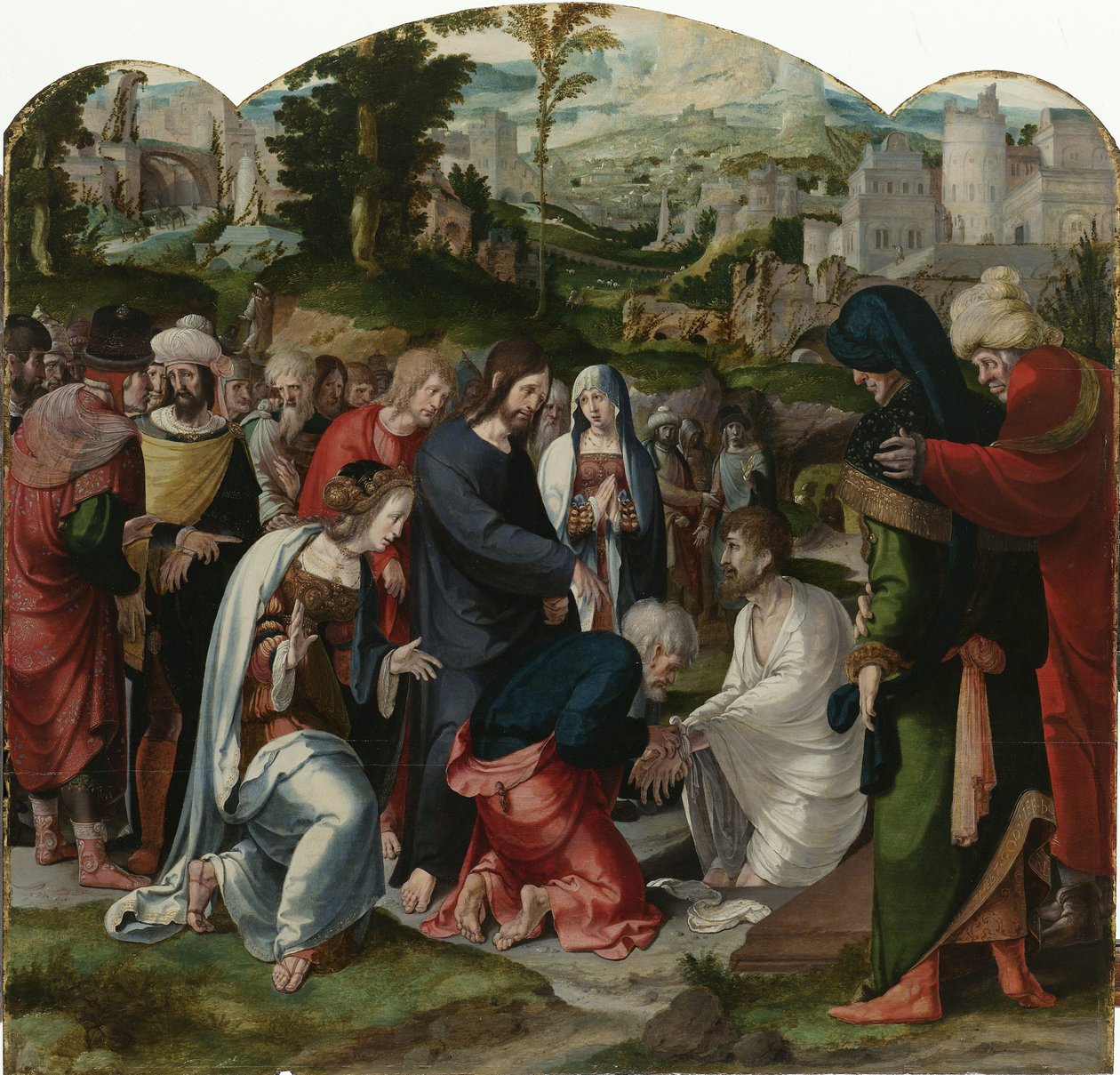 رفع لعازر ، لوحة مركزية ثلاثية ، حوالي 1530 بواسطة Aertgen Claesz van Leyden