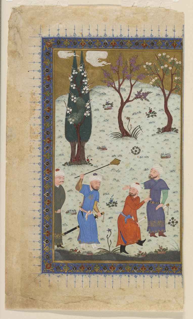 أمير متوج محاطًا بالحاضرين 1425-30 بواسطة المدرسة الأفغانية