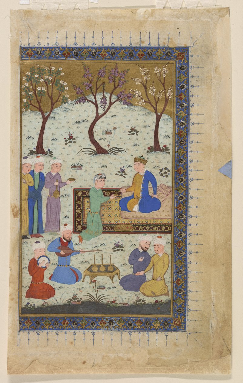 أمير متوج محاطًا بالحاضرين 1425-30 بواسطة المدرسة الأفغانية