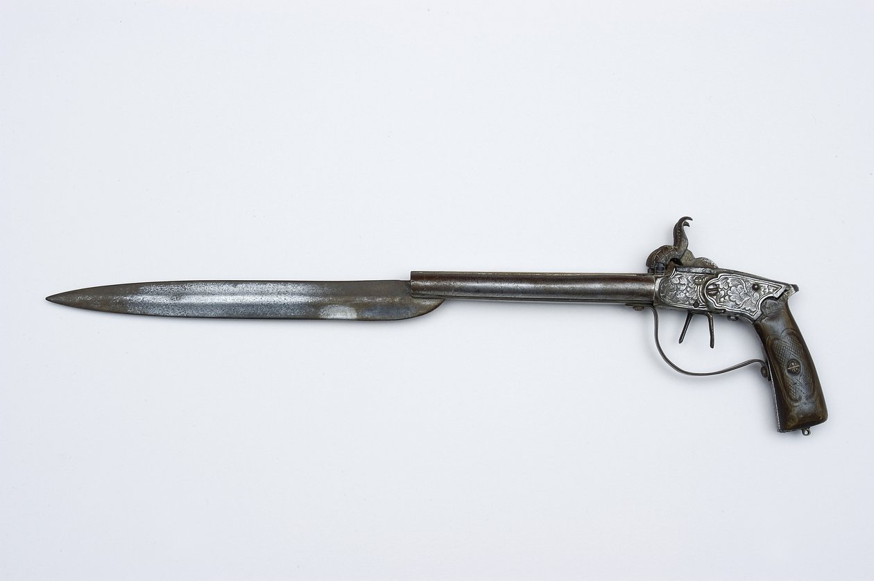 مسدس إيقاع مزدوج الماسورة ، c.1840 (الصلب والنحاس والقرن) بواسطة أفريقي