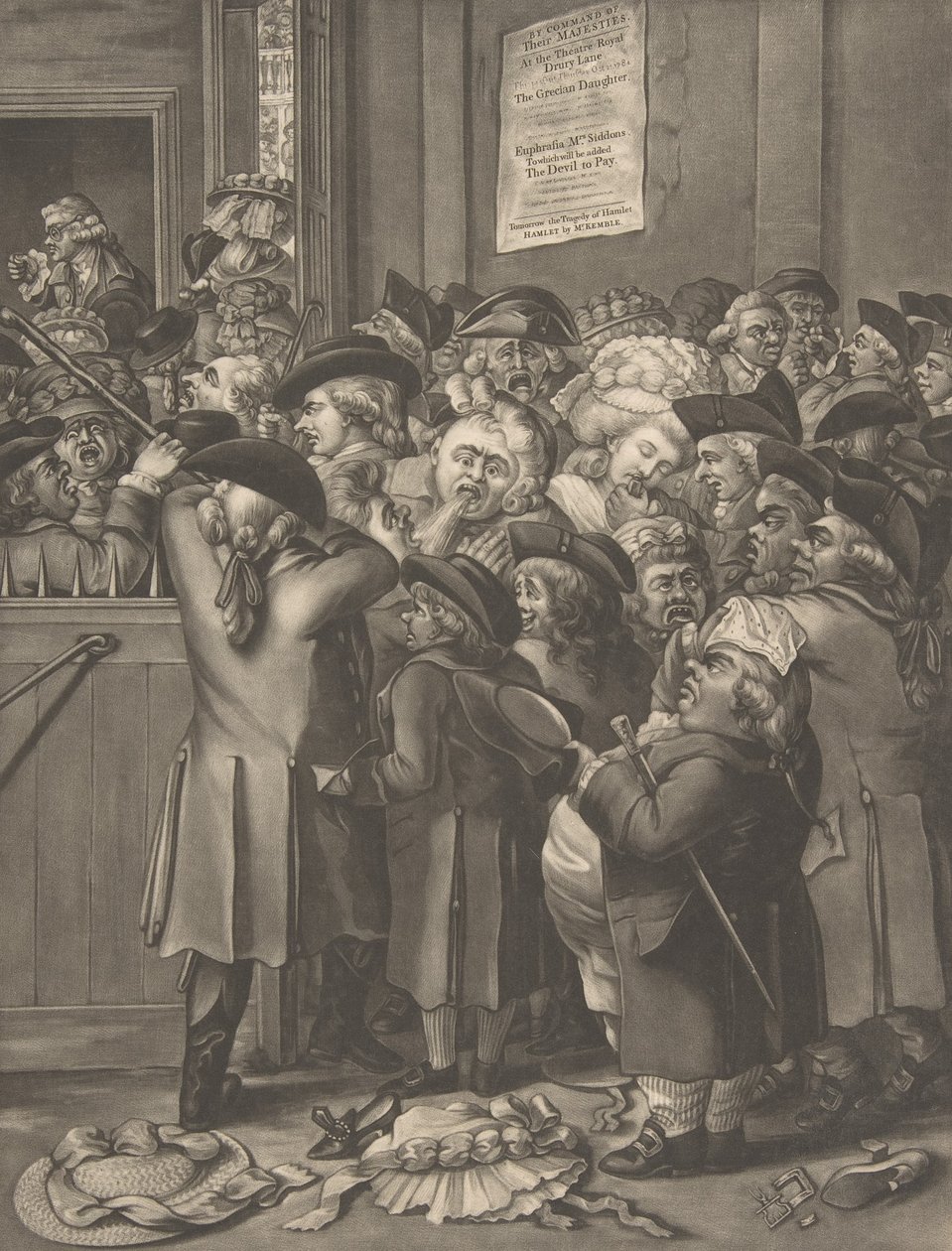 The Pit Door La Porte du Parterre ، 9 نوفمبر 1784. بواسطة بعد روبرت دايتون الأكبر.