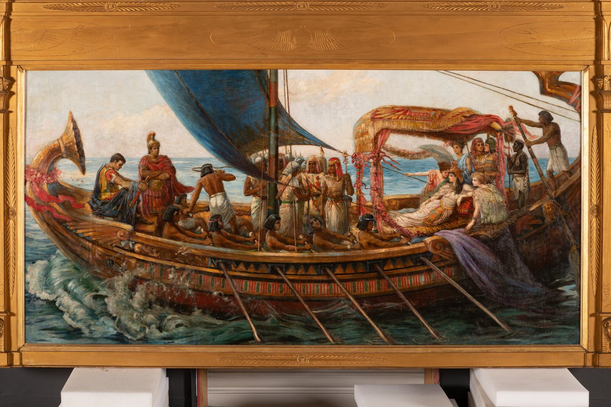رحلة أنطوني وكليوباترا من معركة أكتيوم حوالي 1897 (زيت على قماش) بواسطة أغنيس برينجل
