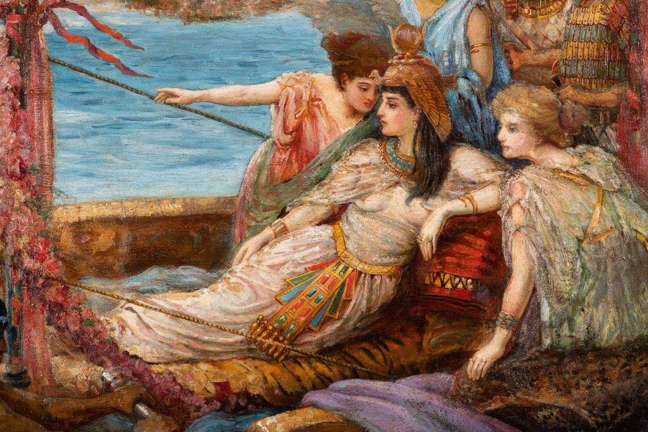 رحلة أنطوني وكليوباترا من معركة أكتيوم حوالي 1897 (زيت على قماش) بواسطة أغنيس برينجل