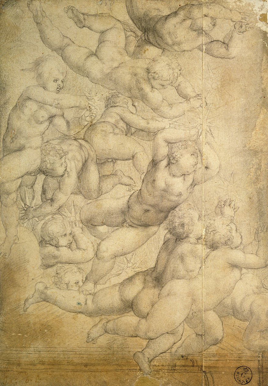 Putti (طباشير على ورق) بواسطة أغنولو برونزينو