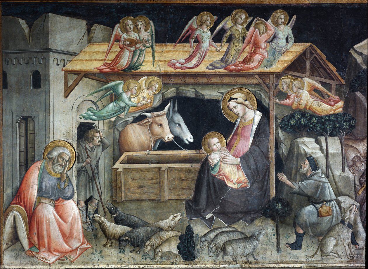 Creche (سرير) لوحة بواسطة Agnolo Gaddi (1350-1396) Duomo ، كنيسة Sacro Cingolo Prato بواسطة أنولو جادي