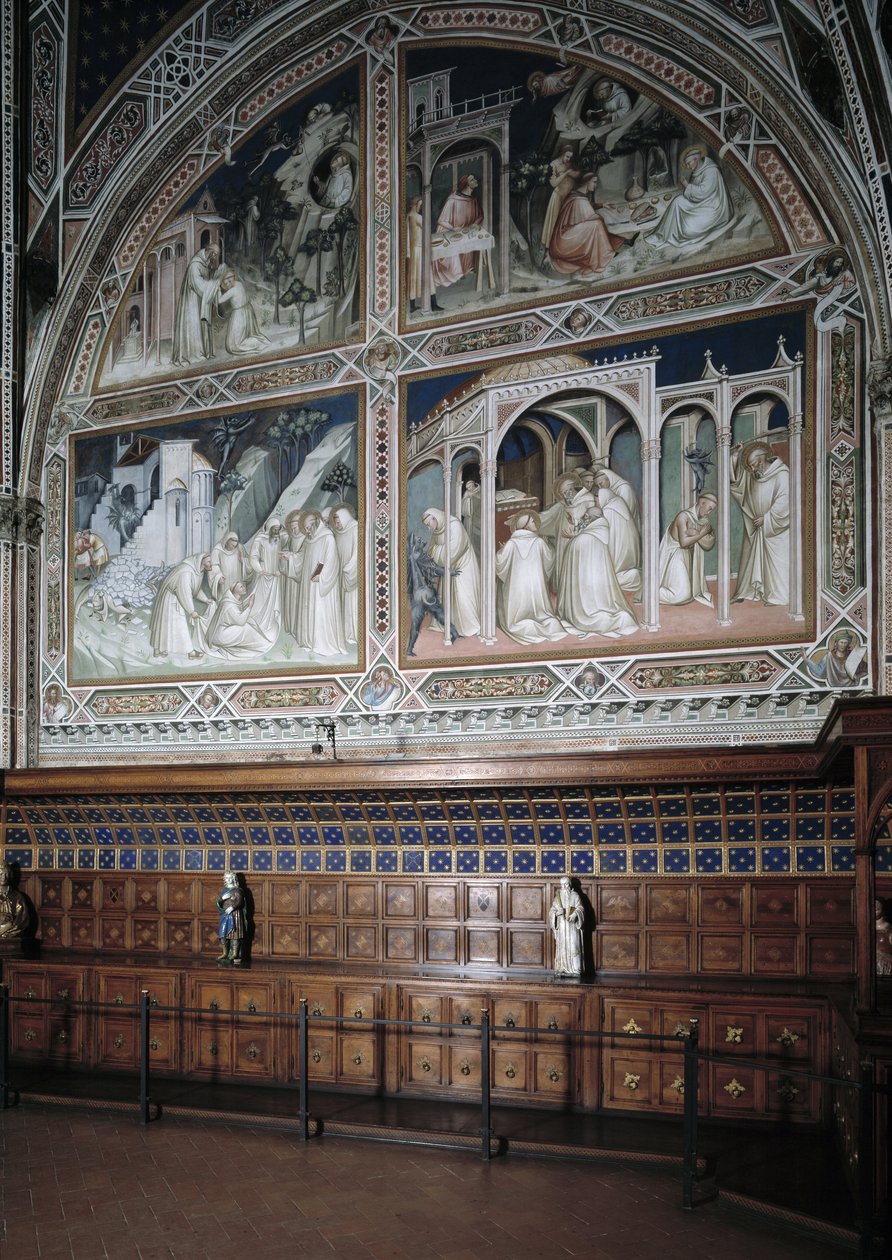 منظر للكنيسة Castellani (أو القربان المقدس) من اللوحات الجدارية التي رسمها Agnolo Gaddi (1350-1396) ، حلقات من حياة القديس أنطونيوس الكبير بواسطة أنولو جادي