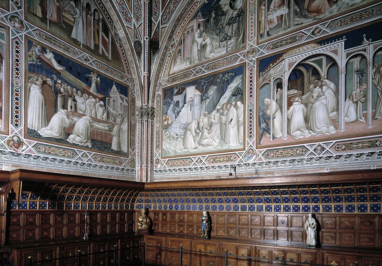منظر للكنيسة Castellani (أو القربان المقدس) من اللوحات الجدارية التي رسمها Agnolo Gaddi (1350-1396) ، حلقات من حياة القديس أنطونيوس الكبير بواسطة أنولو جادي
