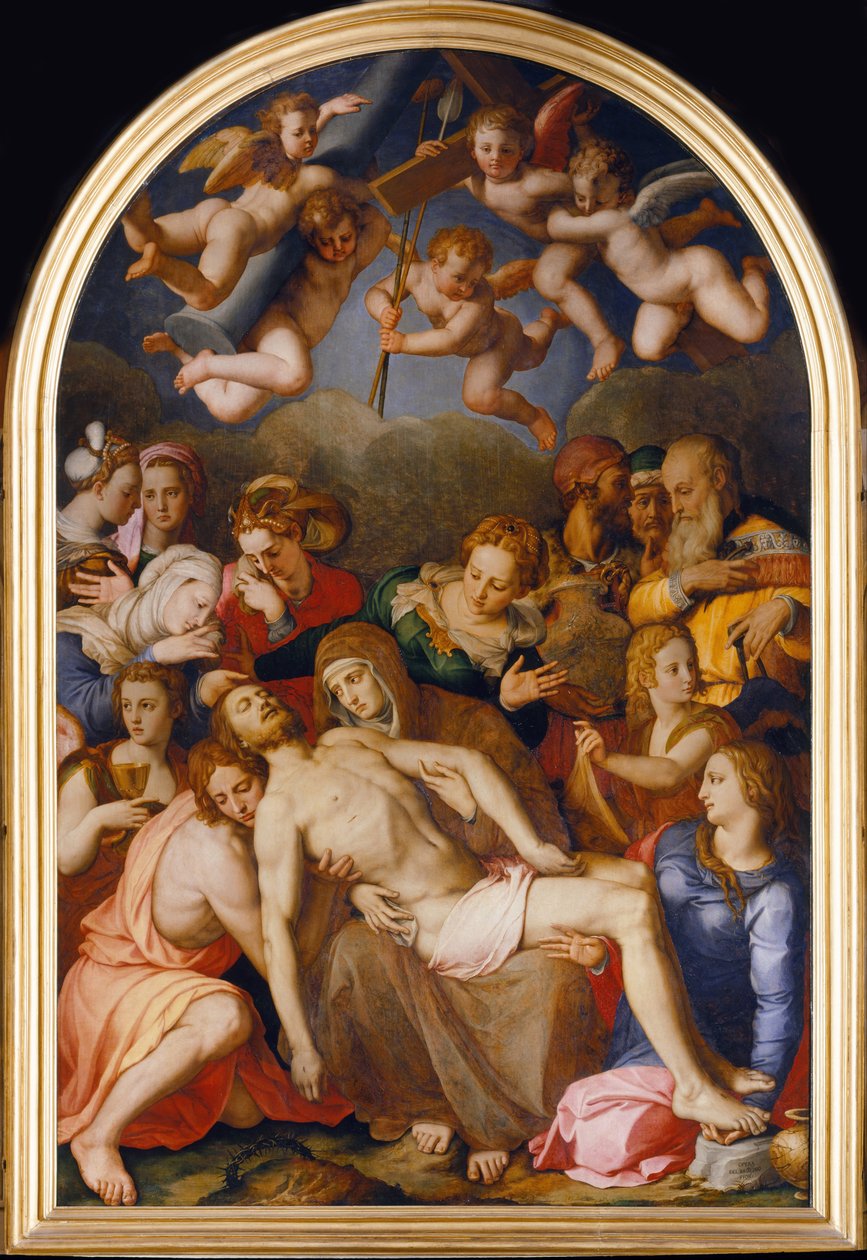 La descente de Croix - The Descent from the Cross - Bronzino، Agnolo (1503-1572) - 1553 - زيت على خشب - 263x175 - Palazzo Vecchio ، فلورنسا بواسطة أغنولو برونزينو