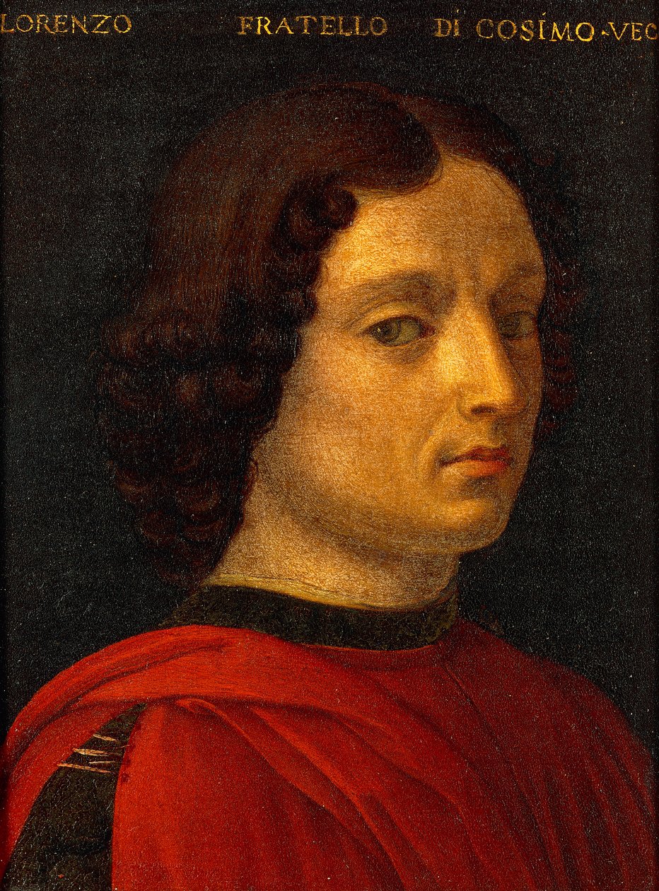 صورة لورنزو دي ميديشي الأكبر ، بقلم أنولو برونزينو ، حوالي 1565-1569 ، زيت على صفيح بواسطة أغنولو برونزينو